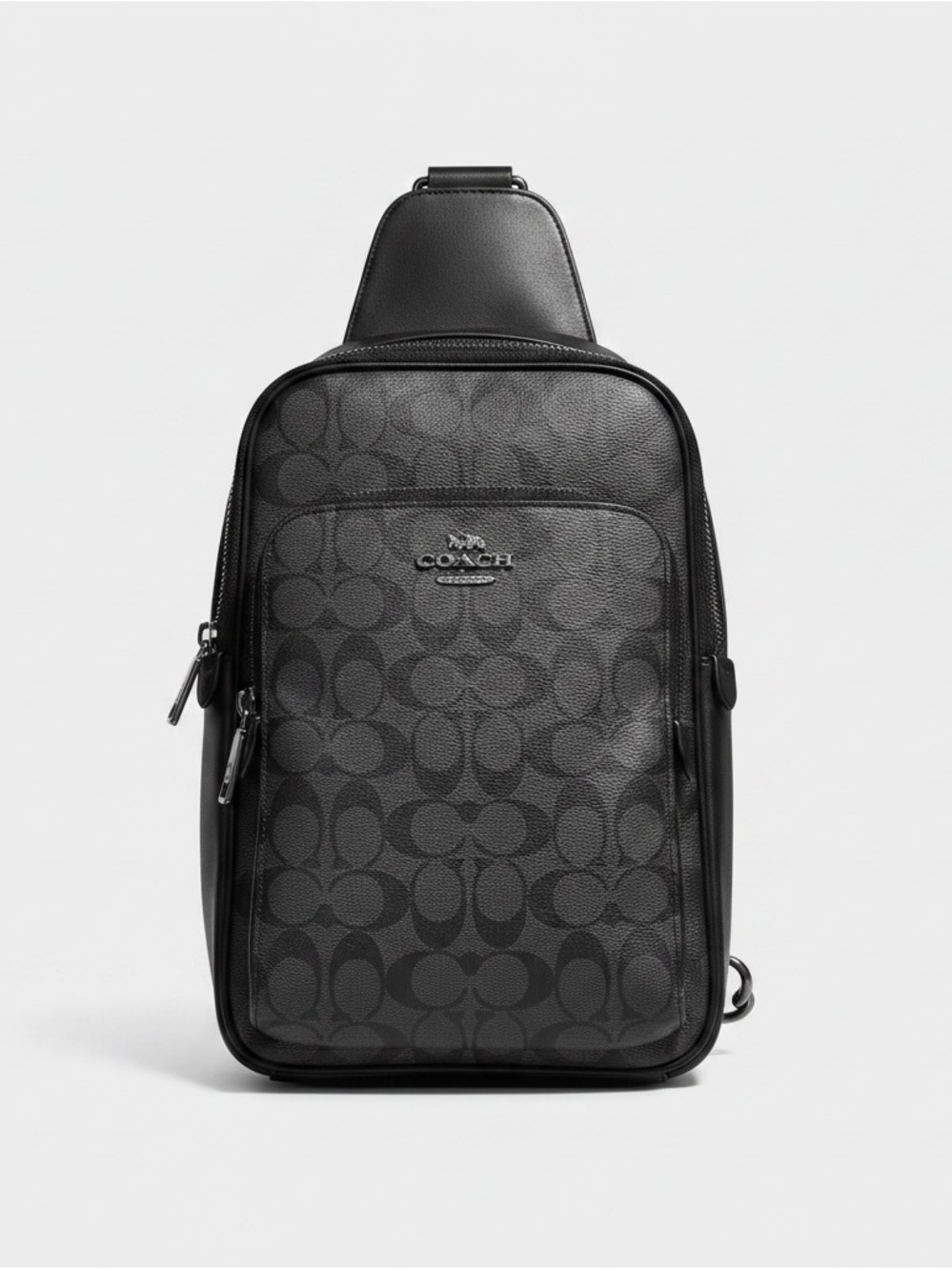 Coach Black Signature Monogram Crossbody Sling Bag for Men